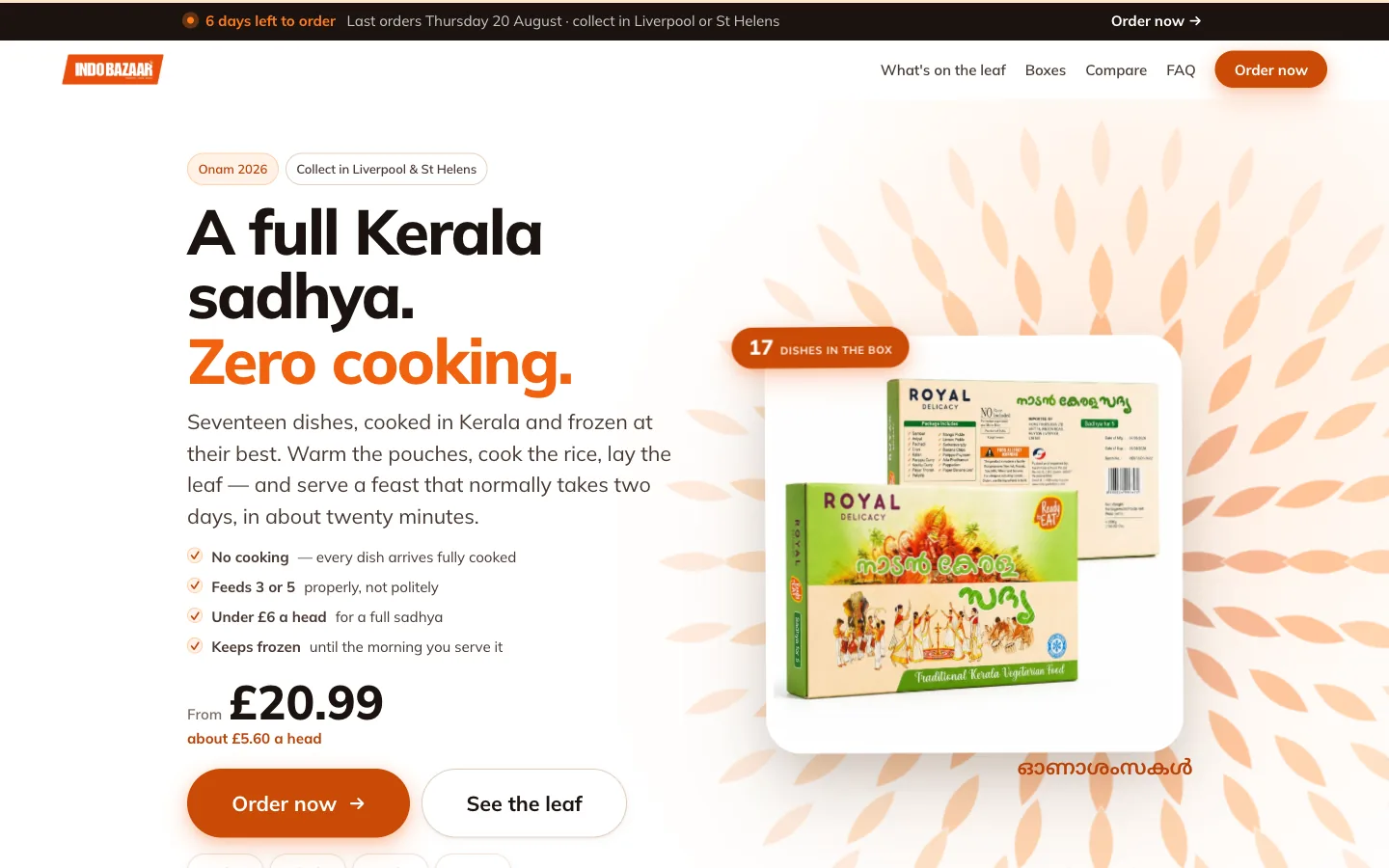 Onam 2026: Pre-order page